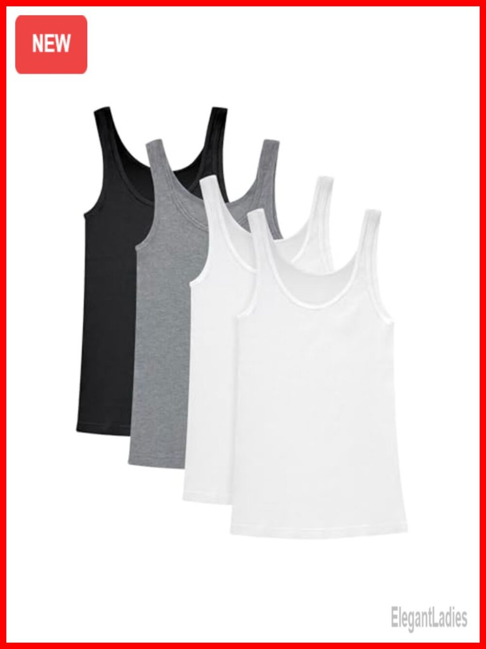 Hanes Originals Ribbed Cotton Tank Tops 4-Pack Scoop Neck Sleeveless Layering